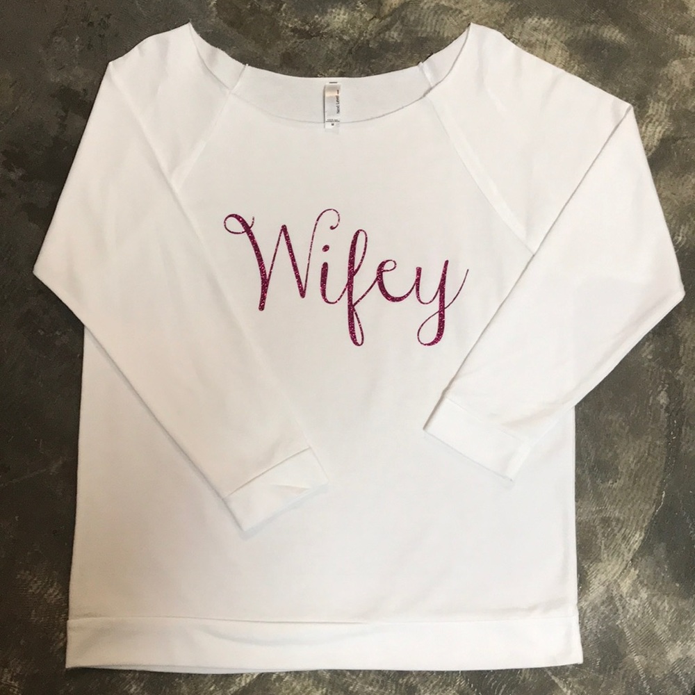 White Wifey 3/4 Sleeve Top